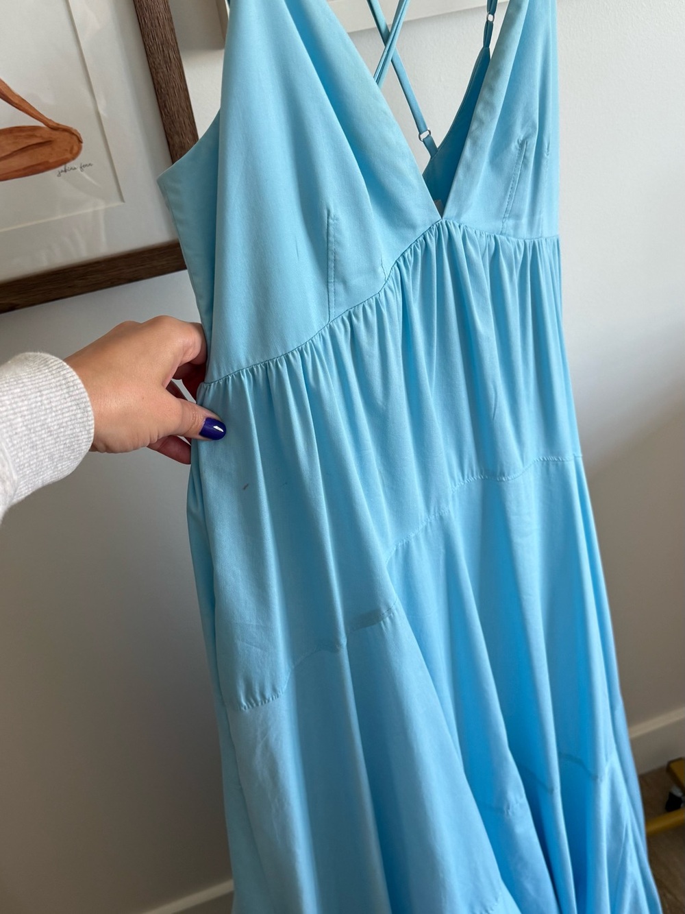 Cinq à Sept • Effie • sky blue strappy maxi slip dress balloon hem • 6 - Picture 5 of 10